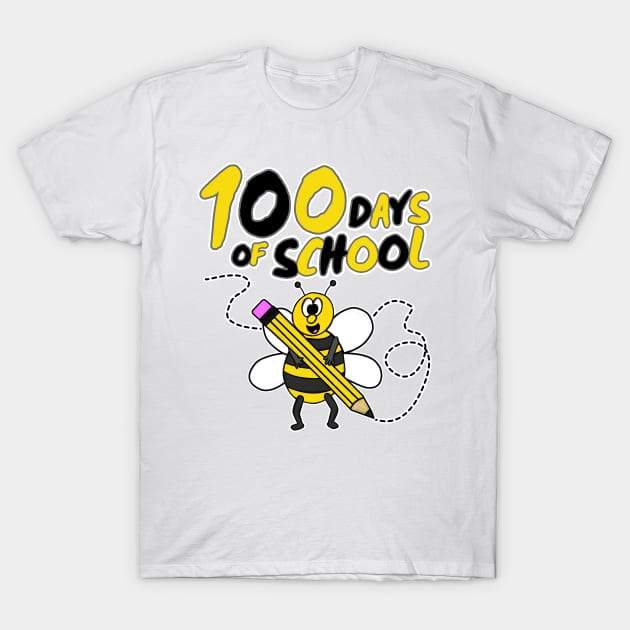 100 Days Of School Bee Wildlife Kindergarten 2022 T-Shirt by doodlerob